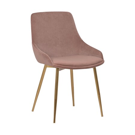 Armen Living Heidi Blush Velvet Dining Accent Chair with Gold Metal Legs LCHESIGLDPNK